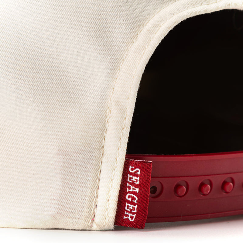Branded Snapback – Cream/ Maroon