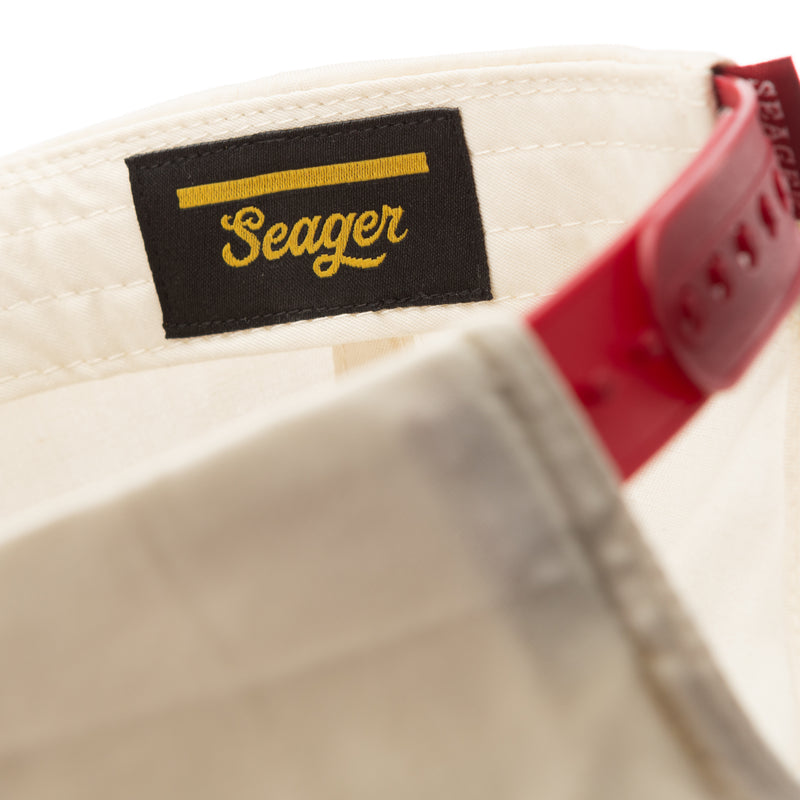 Branded Snapback – Cream/ Maroon