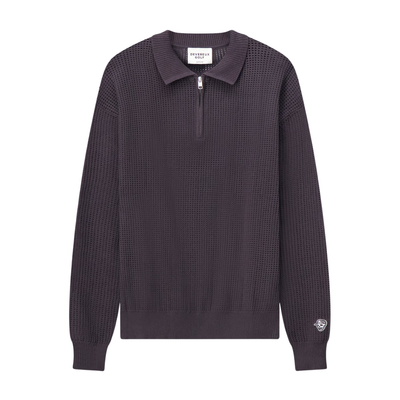 Loose Knit Qtr Zip Polo