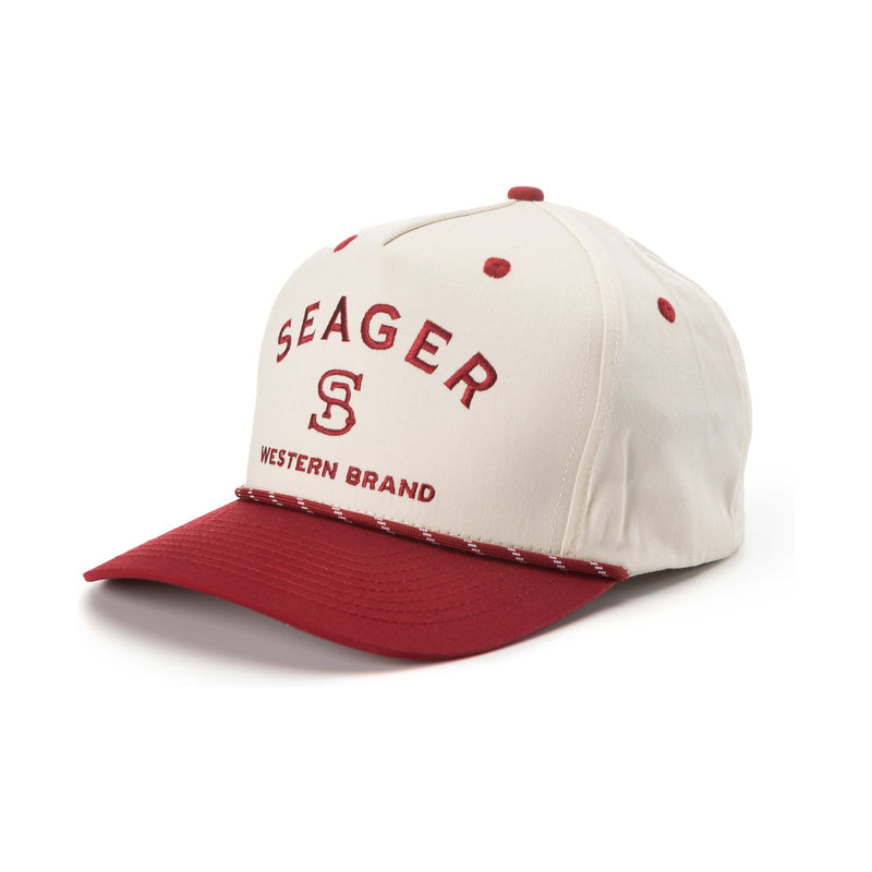 Branded Snapback – Cream/ Maroon