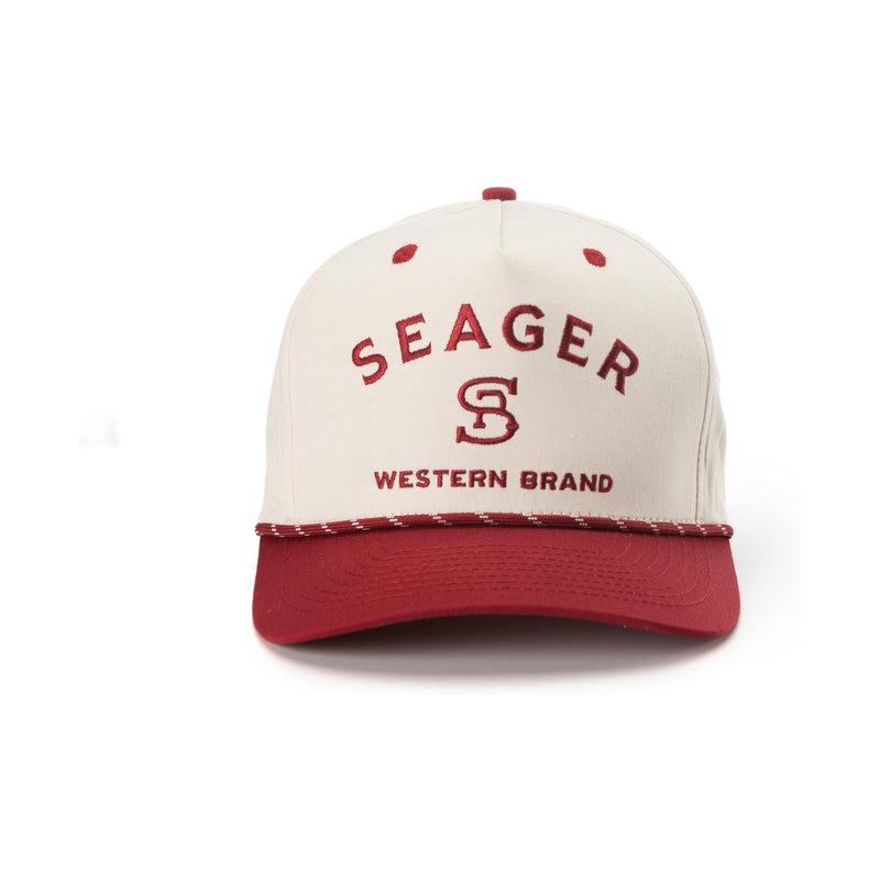 Branded Snapback – Cream/ Maroon