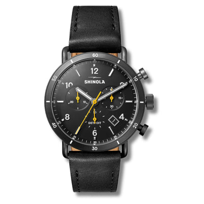 Canfield Sport 40mm Black Leather Strap
