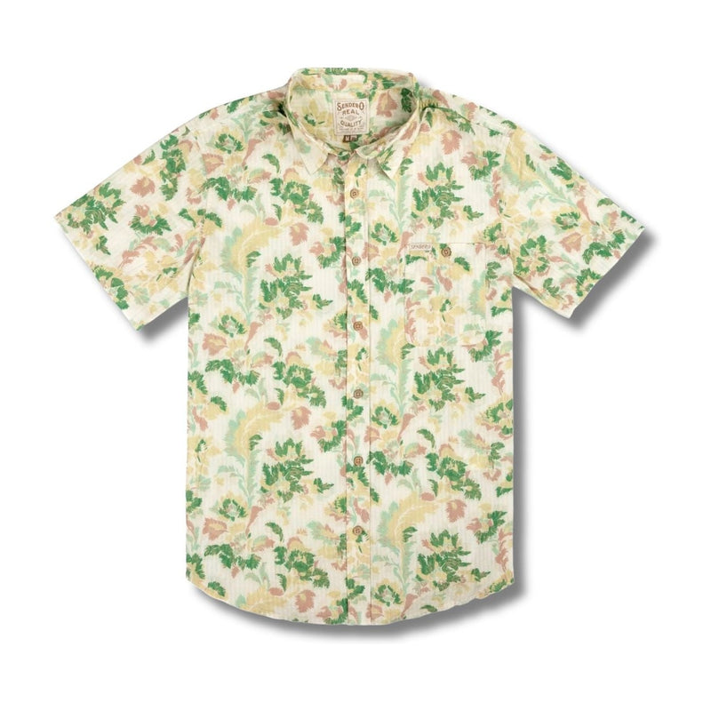 City Slicker Button Up Short Sleeve – Alondra - Cream/Green