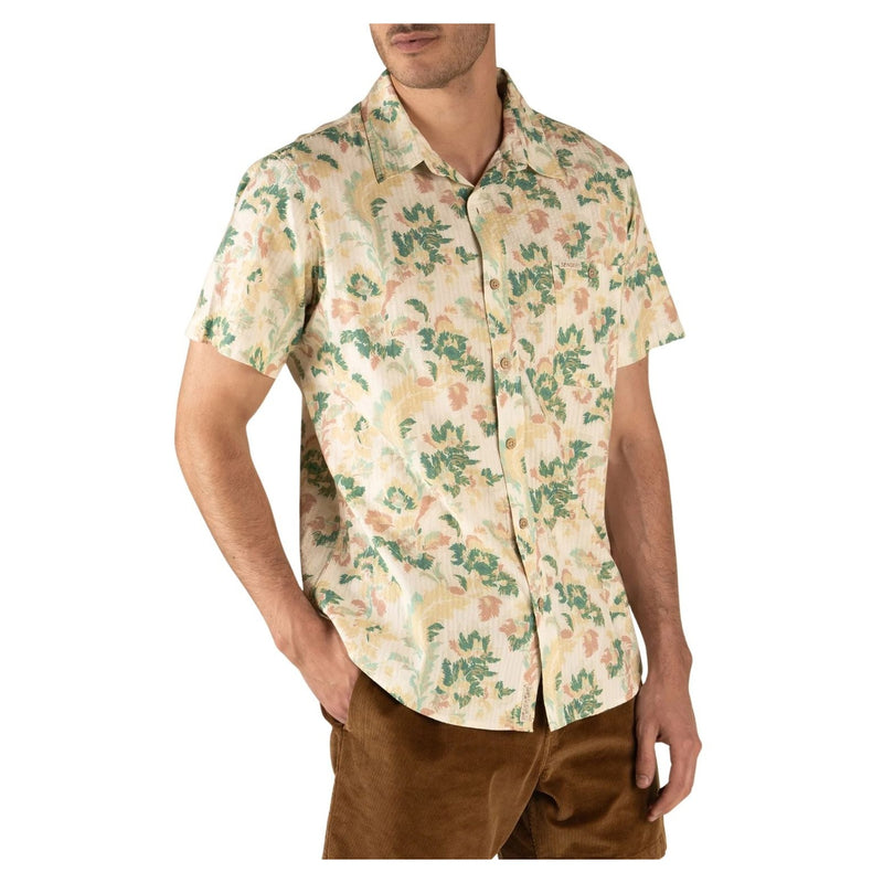 City Slicker Button Up Short Sleeve – Alondra - Cream/Green