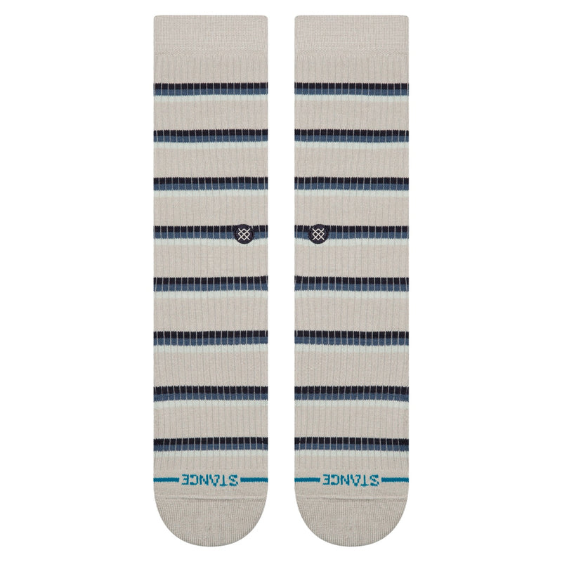 Cotton Crew Medium Cushion Socks – Ribbed Multi Stripe Grey