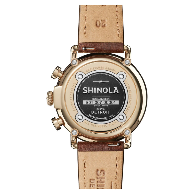 Runwell 2 Eye Chrono 41mm Cattail Brown Leather Strap - Rooster