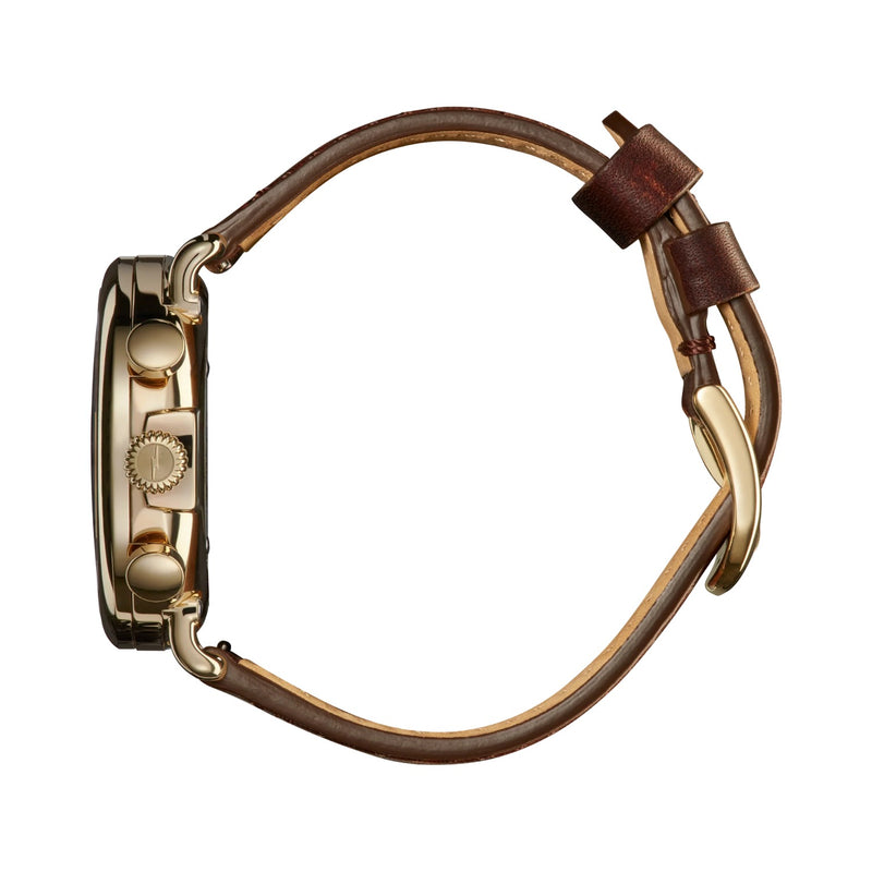 Runwell 2 Eye Chrono 41mm Cattail Brown Leather Strap - Rooster