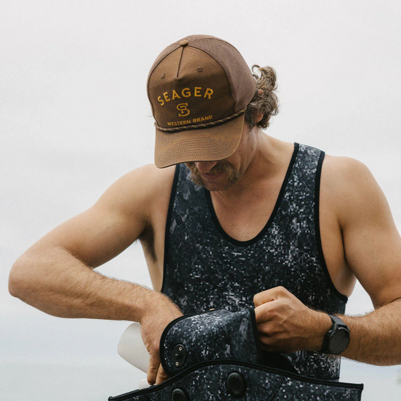 Branded Trucker Snapback – Brown