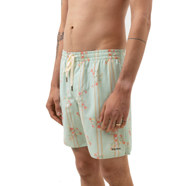 Floral Stripe Beach Short - Rooster 