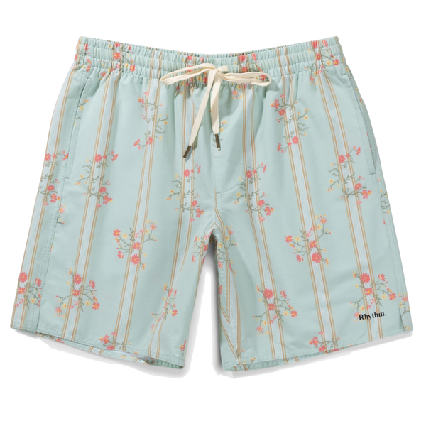 Floral Stripe Beach Short - Rooster 