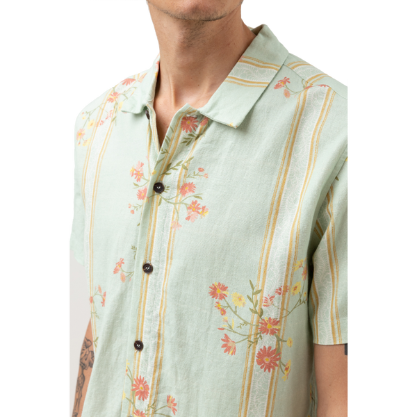 Floral Stripe Linen SS Shirt - Rooster 