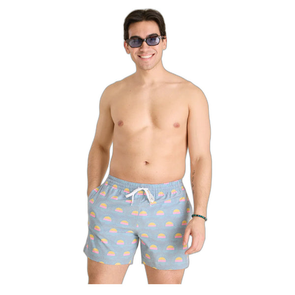 The Heat Waves- Gray 5.5" (Classic Lined Swim Trunk) - Rooster 