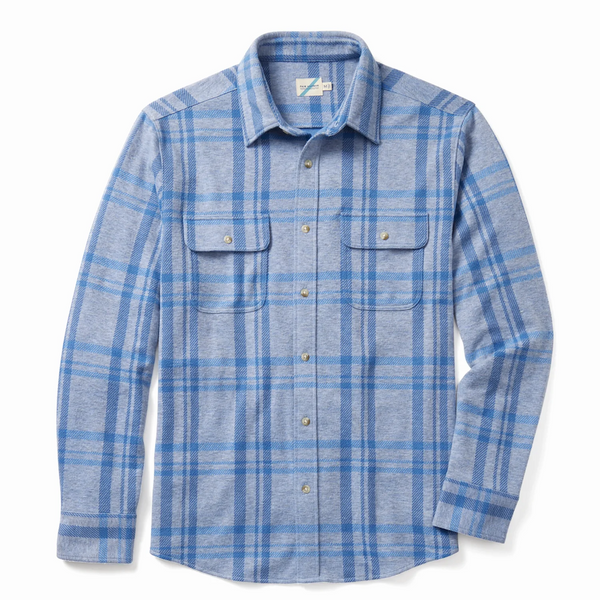 The Ultra-Stretch Dunewood Flannel - Surf Blue Plaid - Rooster 