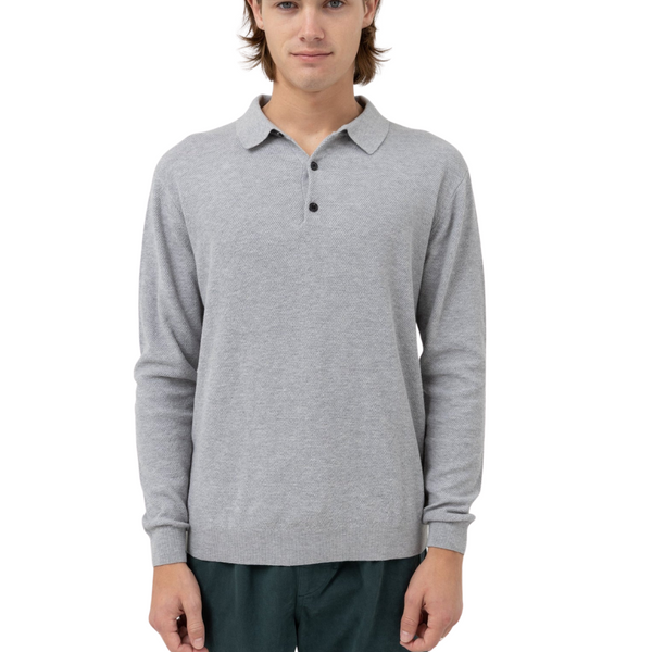 Textured Knit Ls Polo - Rooster 