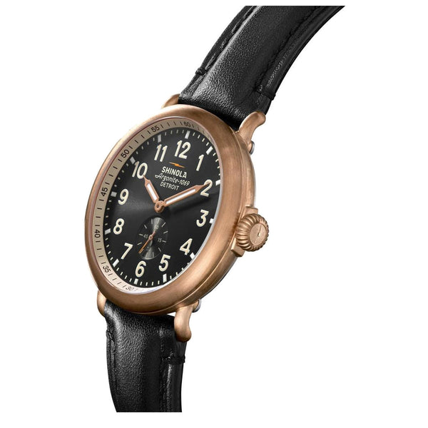 43mm Bronze Runwell Sub Second Black Watch - Rooster 