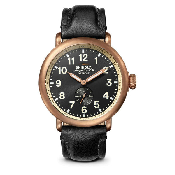 43mm Bronze Runwell Sub Second Black Watch - Rooster 