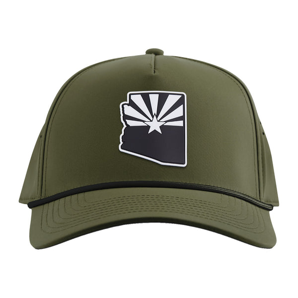 Arizona 48 State Tan Curved 5 Panel Rope Loden + Black Rope - Rooster Bus