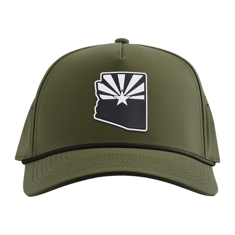 Arizona 48 State Tan Curved 5 Panel Rope Loden + Black Rope - Rooster Bus