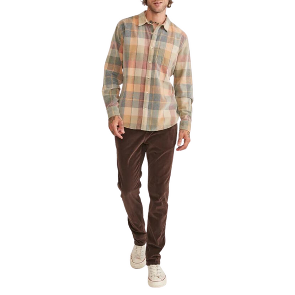 Lightweight Cord Shirt in Brown Plaid - Rooster 