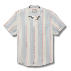 BRENT SS STRIPE LINEN BLEND SHIRT - Rooster 