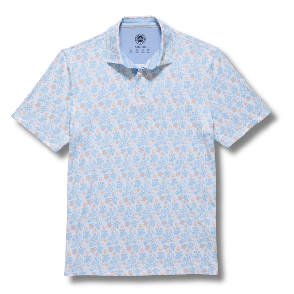 Berryville SS Floral Print Performance Polo - Rooster 