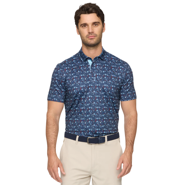 Chester Americana Summer BBQ Print Performance Polo - Rooster 