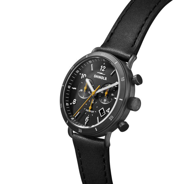 Canfield Sport 40mm Black Leather Strap - Rooster 