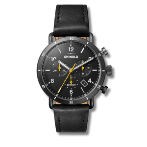Canfield Sport 40mm Black Leather Strap - Rooster 