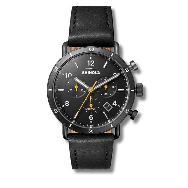 Canfield Sport 40mm Black Leather Strap - Rooster 
