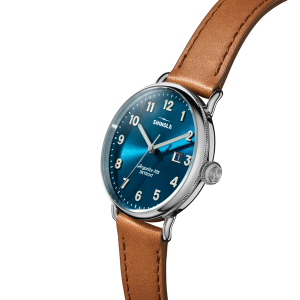 Canfield 3HD 38mm Astro Blue Tan Leather Strap - Rooster 