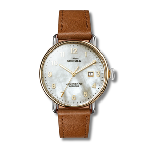 Canfield 3HD 38mm White Mop Tan Leather Strap - Rooster 