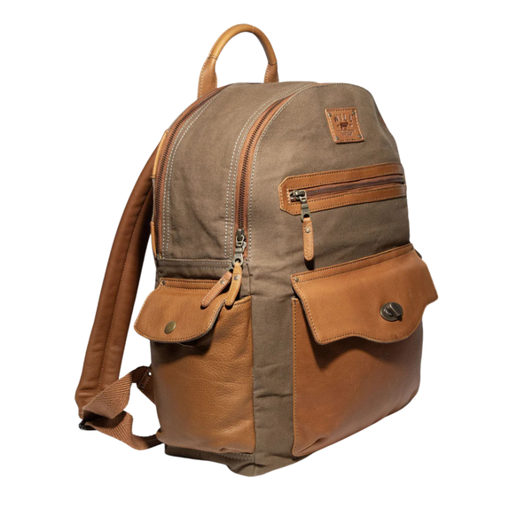 Canvas and Leather Backpack - Rooster 