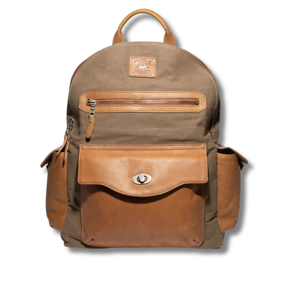 Canvas and Leather Backpack - Rooster 