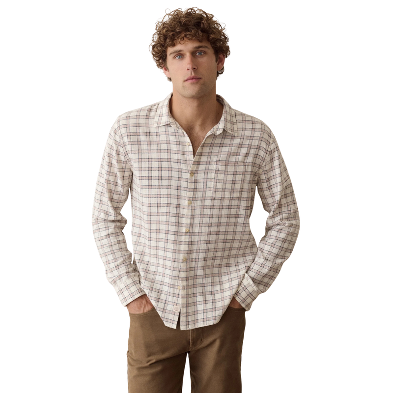 Classic Stretch Selvage Shirt White/Navy Check - Rooster Bus