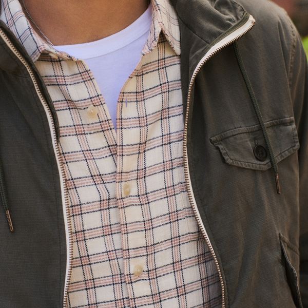 Classic Stretch Selvage Shirt White/Navy Check - Rooster Bus