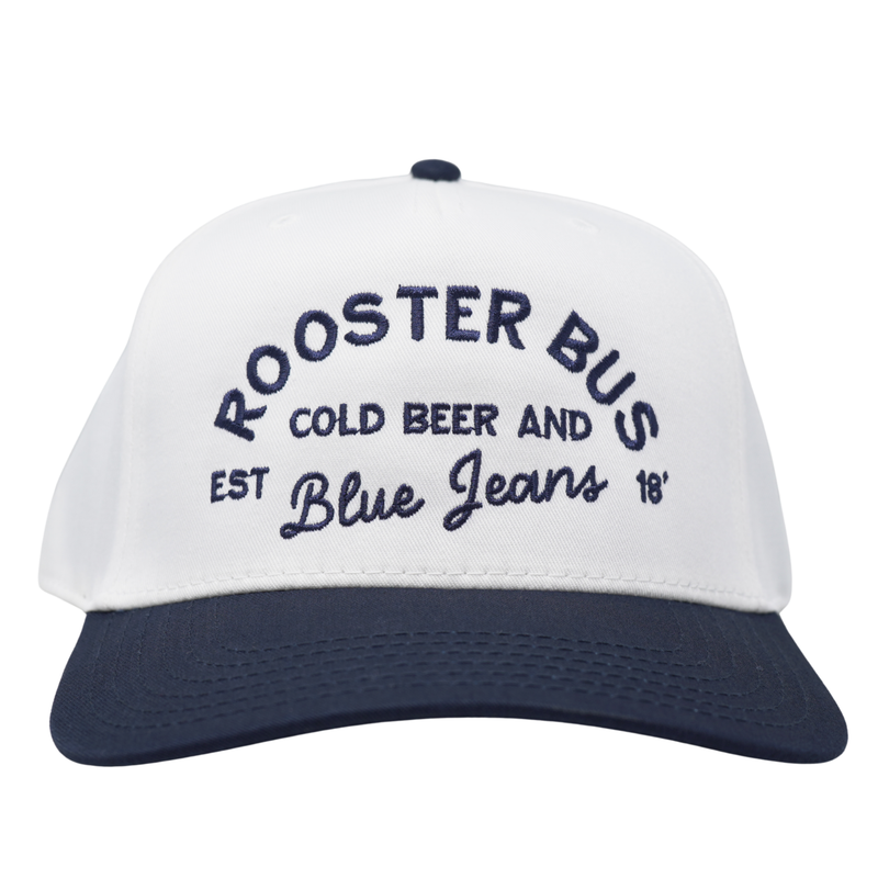Cold Beer and Blue Jeans Rooster Bus Hat - Rooster 