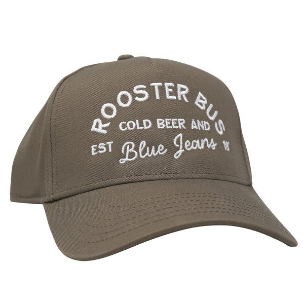 Cold Beer and Blue Jeans Rooster Bus Hat - Rooster 