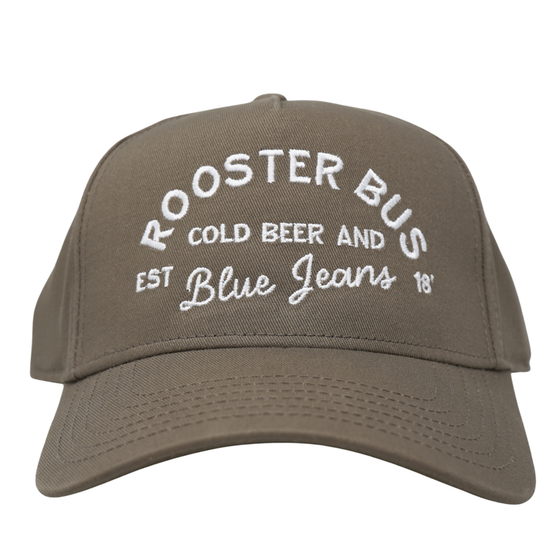 Cold Beer and Blue Jeans Rooster Bus Hat - Rooster 