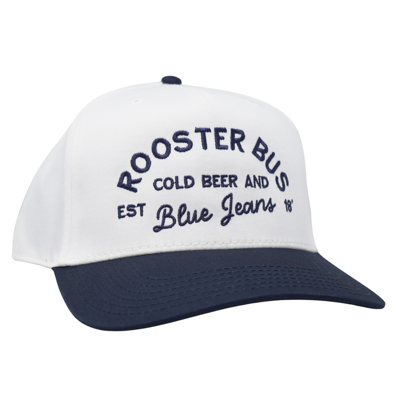 Cold Beer and Blue Jeans Rooster Bus Hat - Rooster 