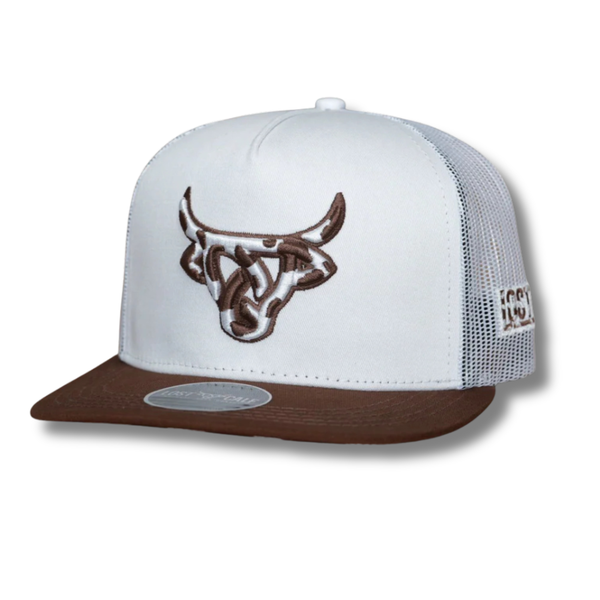 Cowhide White/Brown Hat - Rooster 
