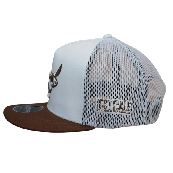 Cowhide White/Brown Hat - Rooster 