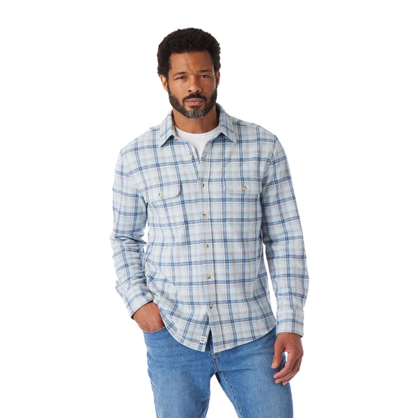 The Ultra-Stretch Dunewood Flannel - Breezy Blue Plaid - Rooster 