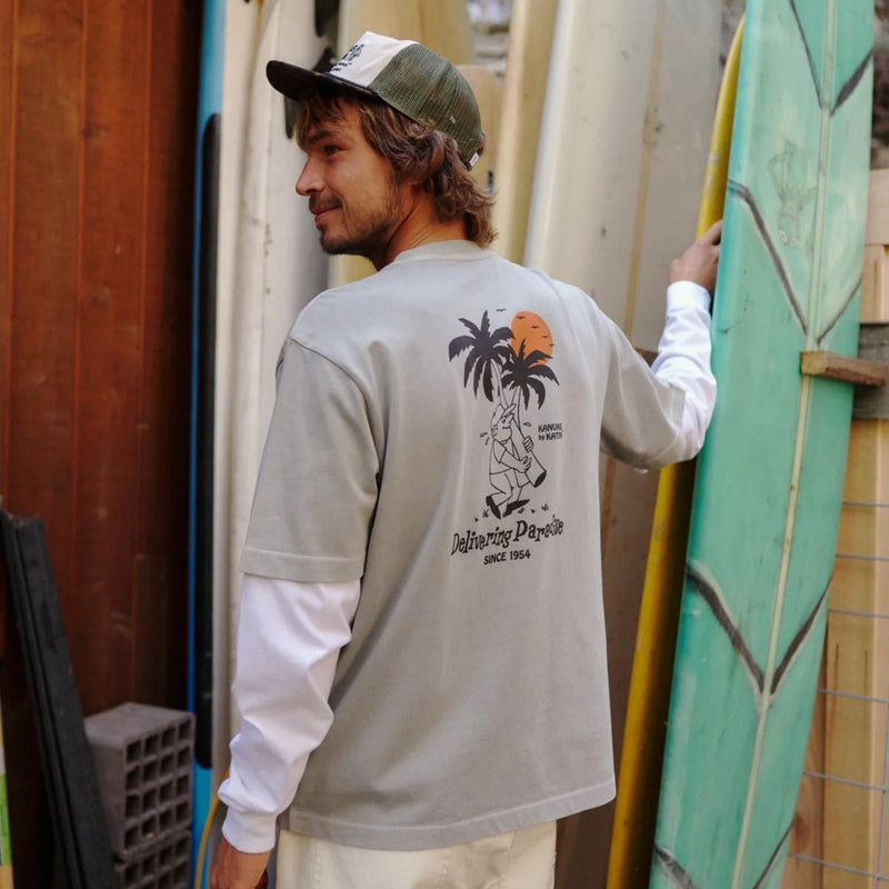 Delivery Box Fit Tee – Neutral Gray