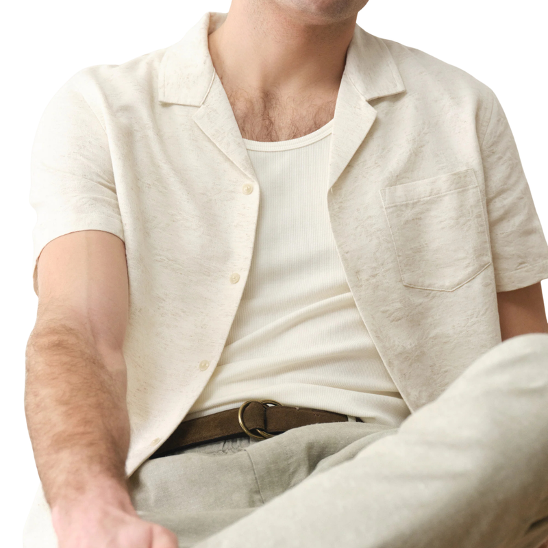 Elio Jacquard Resort Shirt – Natural/ Tan