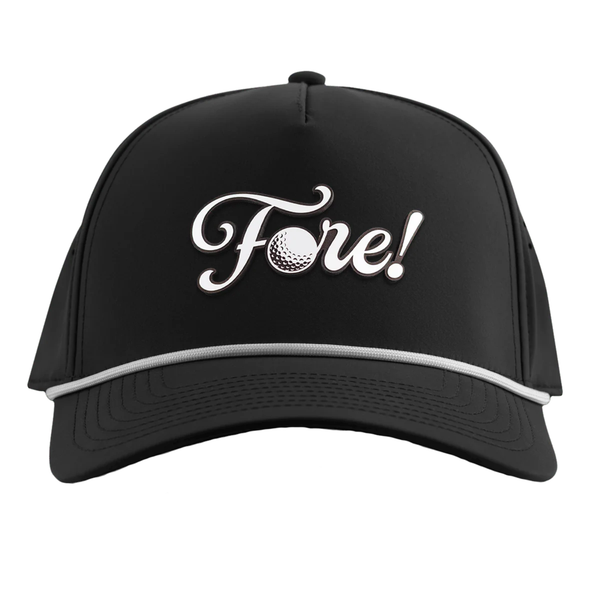 Fore! Script Curved 5 Panel Rope - Rooster 