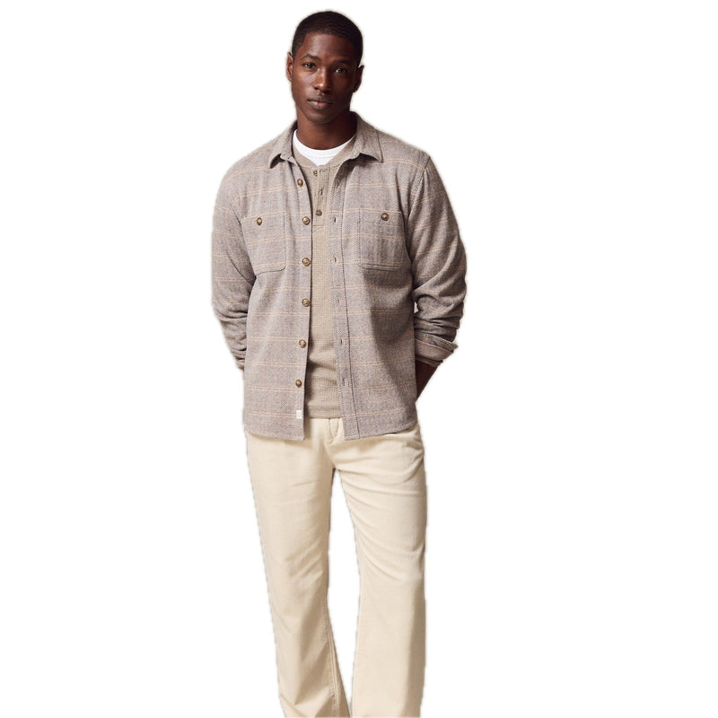 Pacifica Stretch Twill Overshirt – Brown Plaid Herringbone