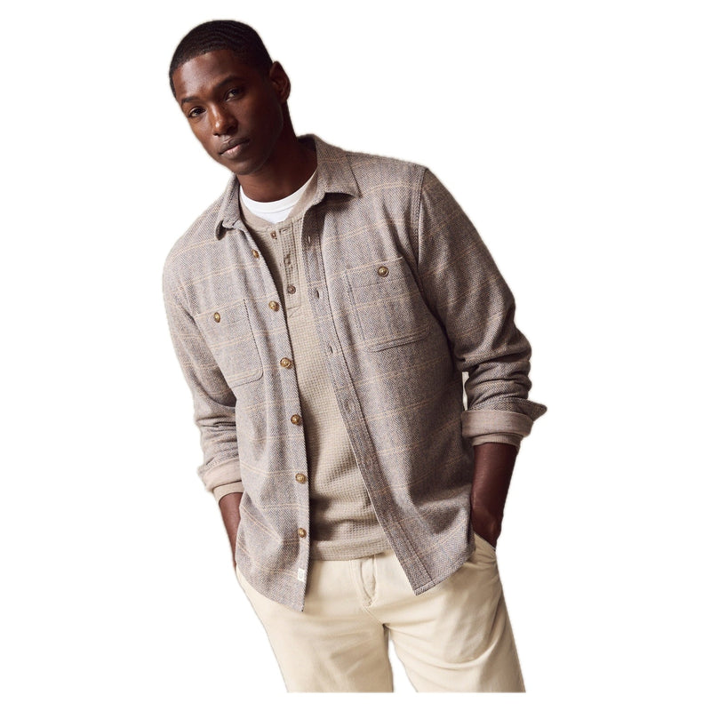 Pacifica Stretch Twill Overshirt – Brown Plaid Herringbone