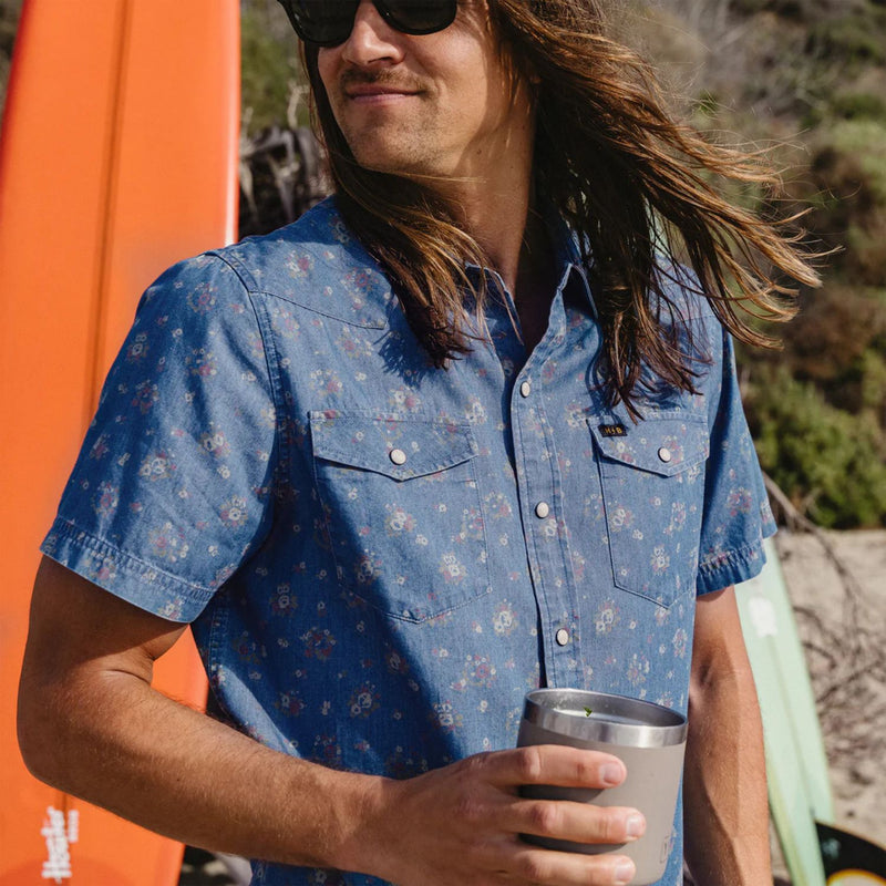 H Bar B Snapshirt - Bouquets – Washed Indigo