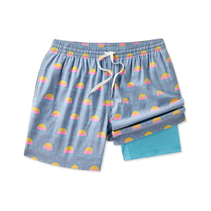 The Heat Waves- Gray 5.5" (Classic Lined Swim Trunk) - Rooster 
