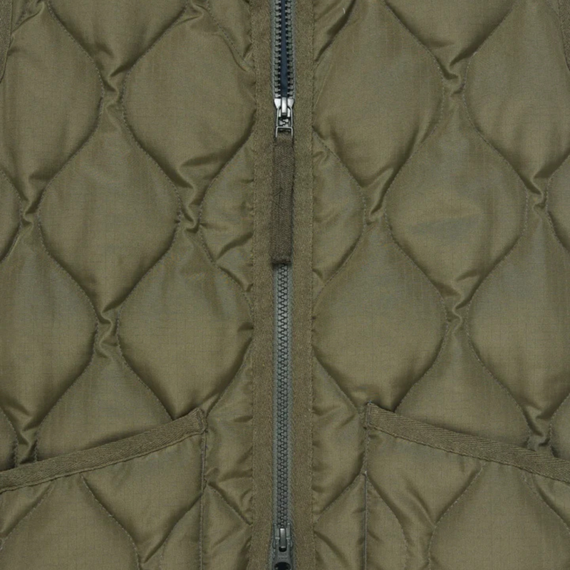 Military W-Zip V-Neck Down Jacket (Hard Shell) – Dark Olive